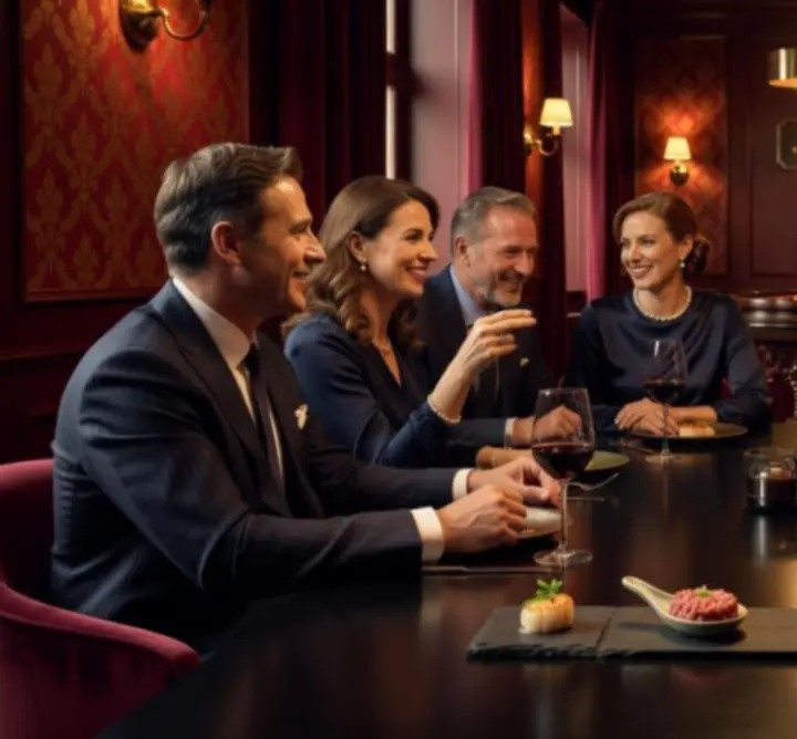 Degusztációs menüsor elegánsan terített asztalon