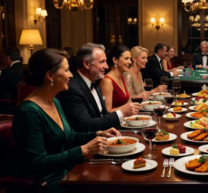Modern magyar kaszinó ihlette társasági vacsoraest elegáns környezetben